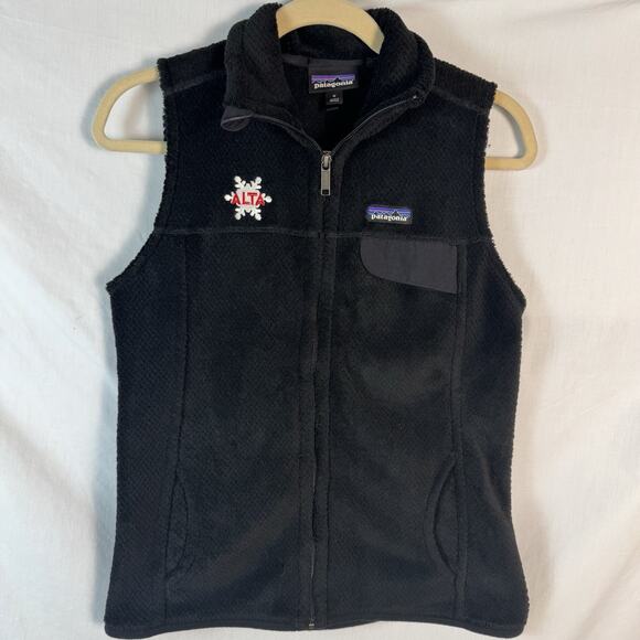 Patagonia Black Fleece Full Zip Vest Womens M with Alta emblem - Picture 1 of 5